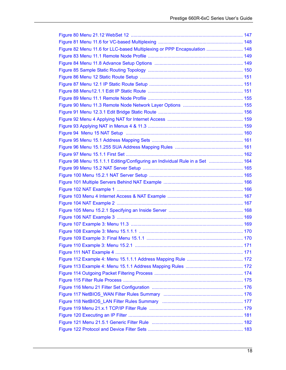 ZyXEL Communications ADSL/ADSL2/ADSL2+ Router 660R-6xC Series User Manual | Page 19 / 282