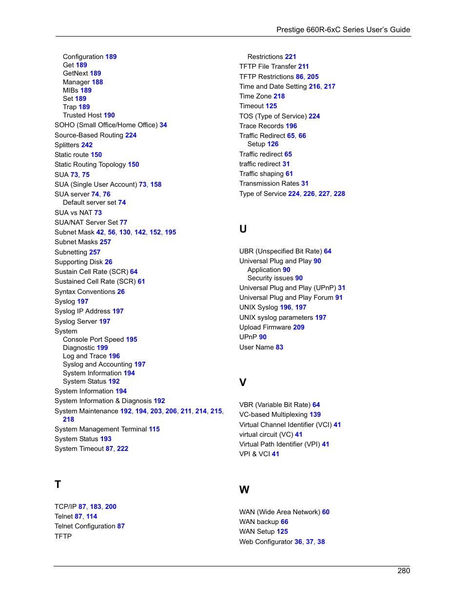ZyXEL Communications ADSL/ADSL2/ADSL2+ Router 660R-6xC Series User Manual | Page 281 / 282