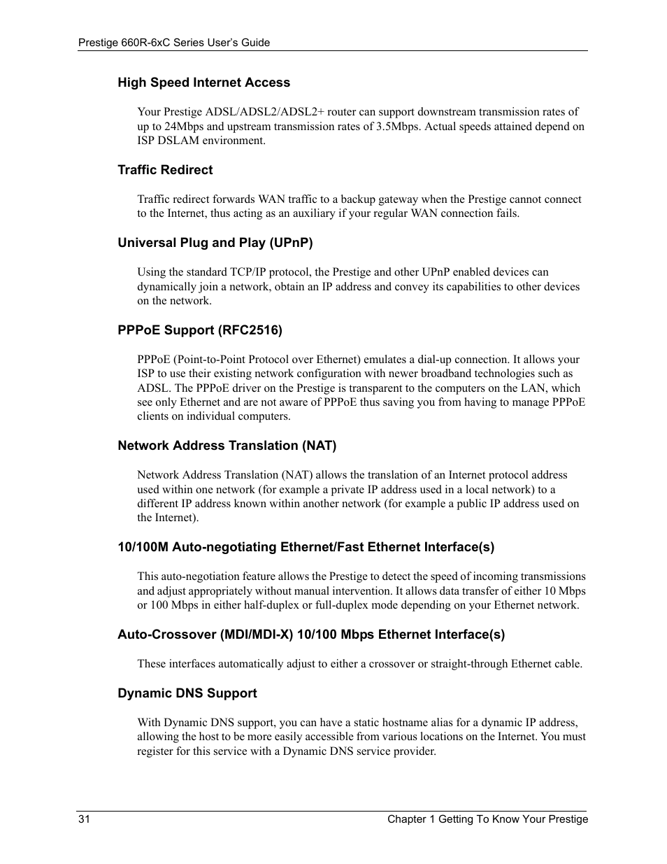 ZyXEL Communications ADSL/ADSL2/ADSL2+ Router 660R-6xC Series User Manual | Page 32 / 282