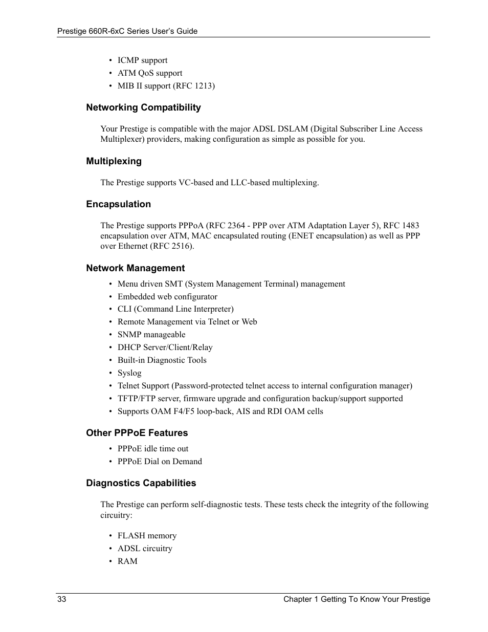 ZyXEL Communications ADSL/ADSL2/ADSL2+ Router 660R-6xC Series User Manual | Page 34 / 282