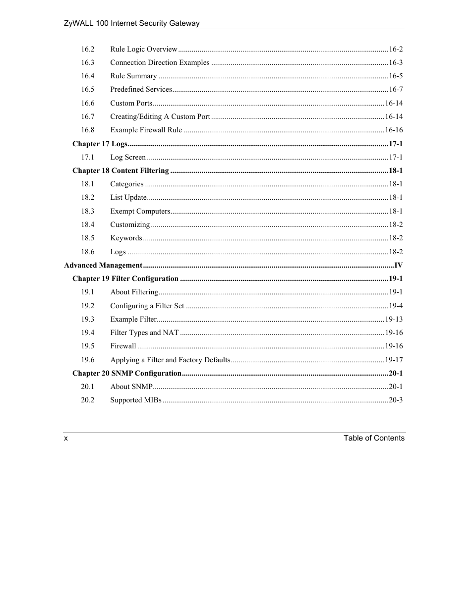 ZyXEL Communications Internet Security Gateway ZyWALL 100 User Manual | Page 10 / 356