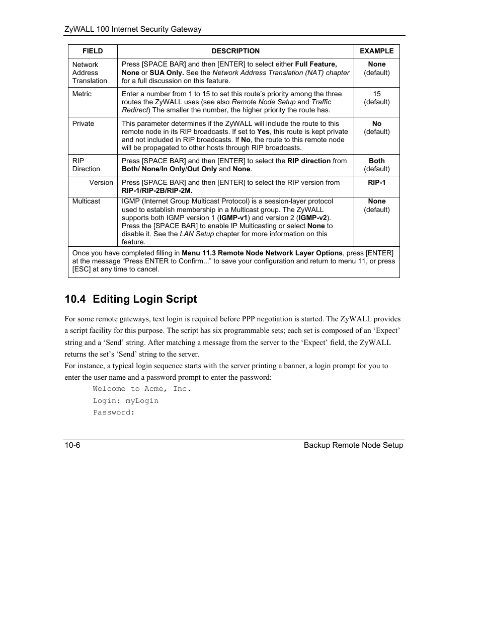 Editing login script, 4 editing login script | ZyXEL Communications Internet Security Gateway ZyWALL 100 User Manual | Page 105 / 356