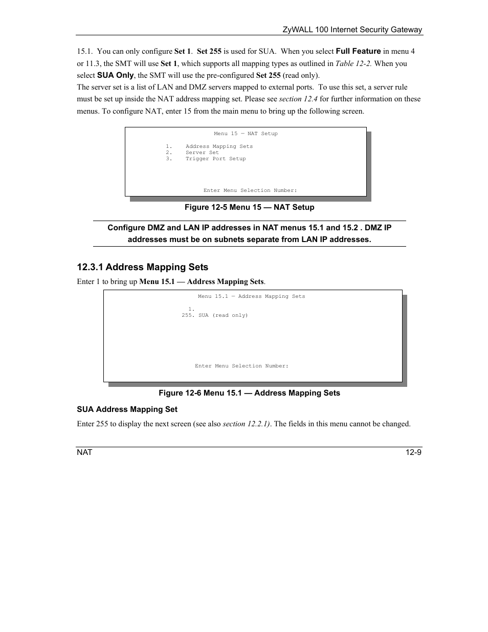 1 address mapping sets | ZyXEL Communications Internet Security Gateway ZyWALL 100 User Manual | Page 122 / 356