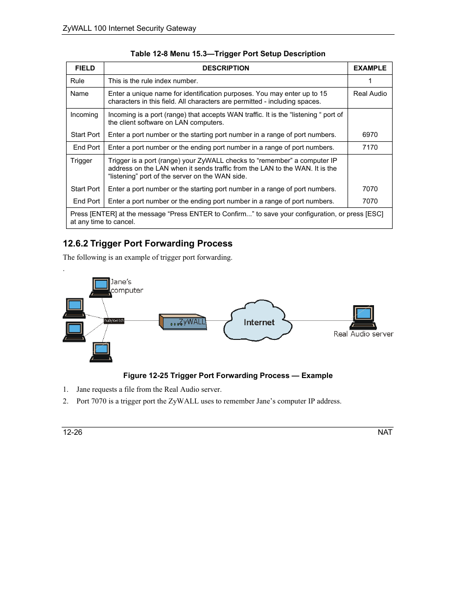 2 trigger port forwarding process | ZyXEL Communications Internet Security Gateway ZyWALL 100 User Manual | Page 139 / 356
