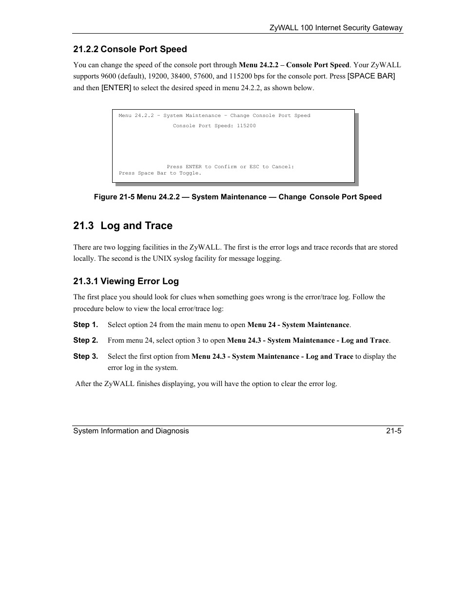Log and trace, 3 log and trace | ZyXEL Communications Internet Security Gateway ZyWALL 100 User Manual | Page 222 / 356