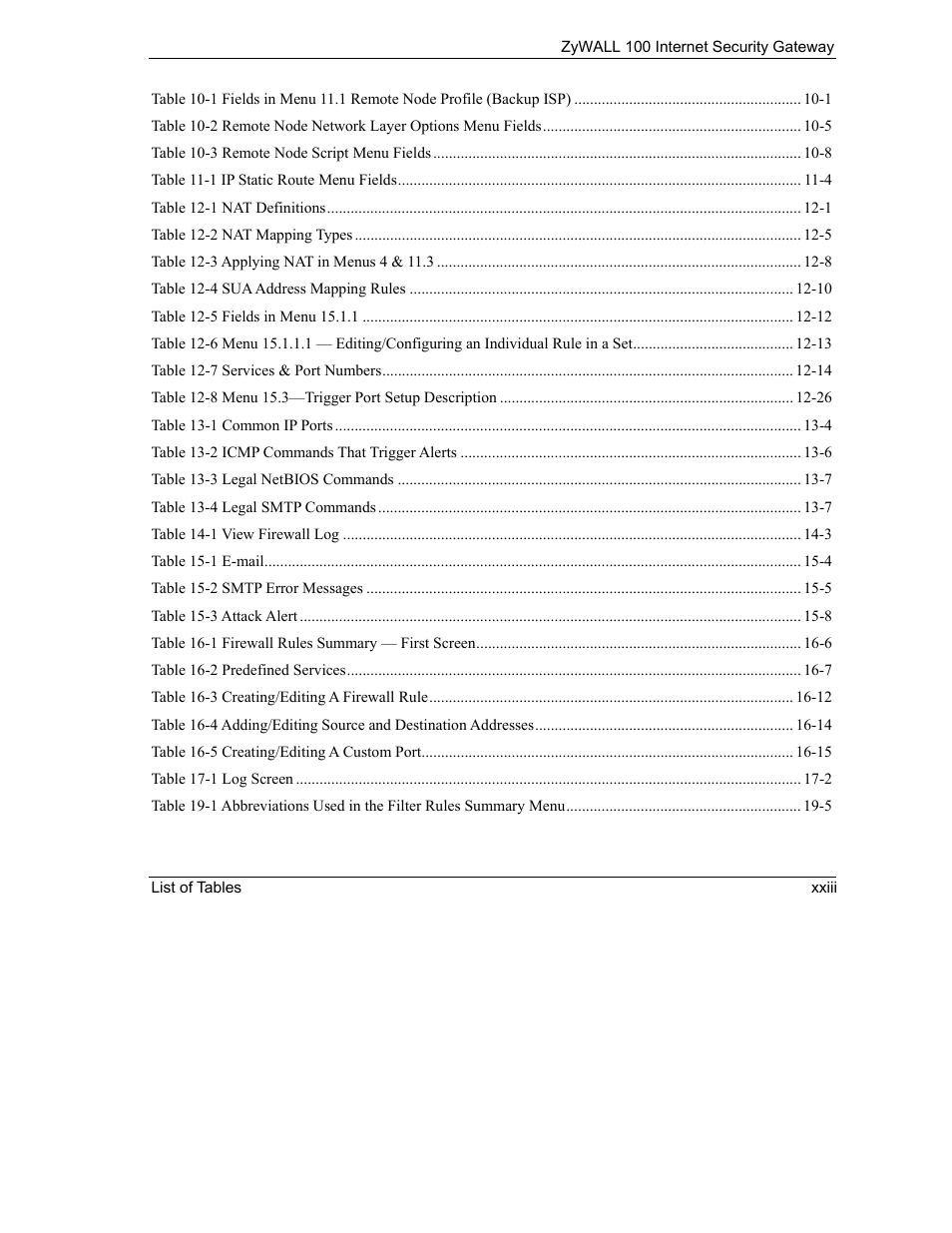 ZyXEL Communications Internet Security Gateway ZyWALL 100 User Manual | Page 23 / 356