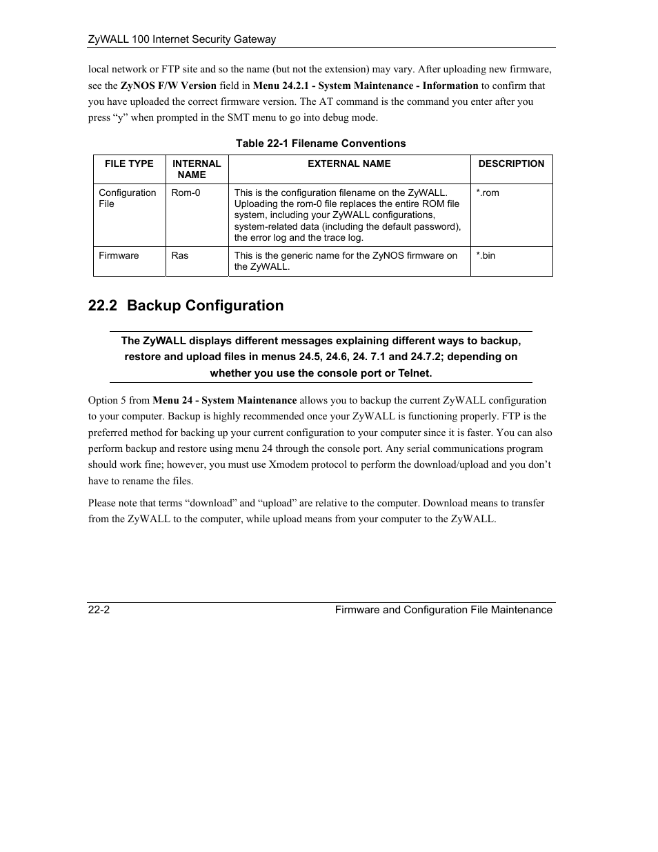 Backup configuration, 2 backup configuration | ZyXEL Communications Internet Security Gateway ZyWALL 100 User Manual | Page 231 / 356