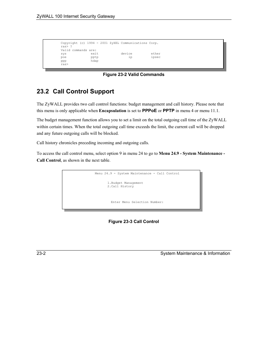 Call control support, 2 call control support | ZyXEL Communications Internet Security Gateway ZyWALL 100 User Manual | Page 251 / 356