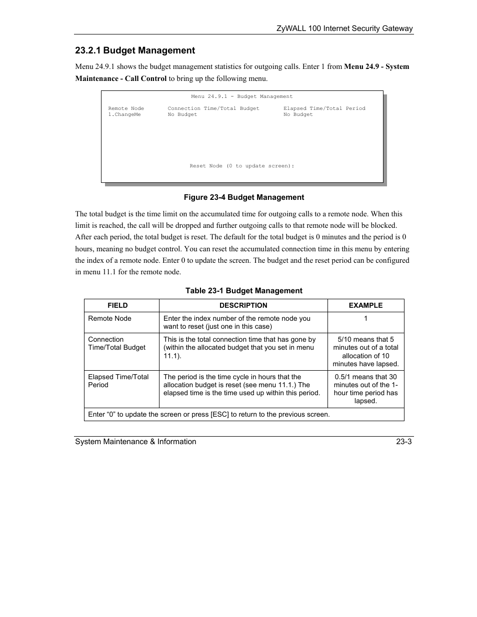 1 budget management | ZyXEL Communications Internet Security Gateway ZyWALL 100 User Manual | Page 252 / 356