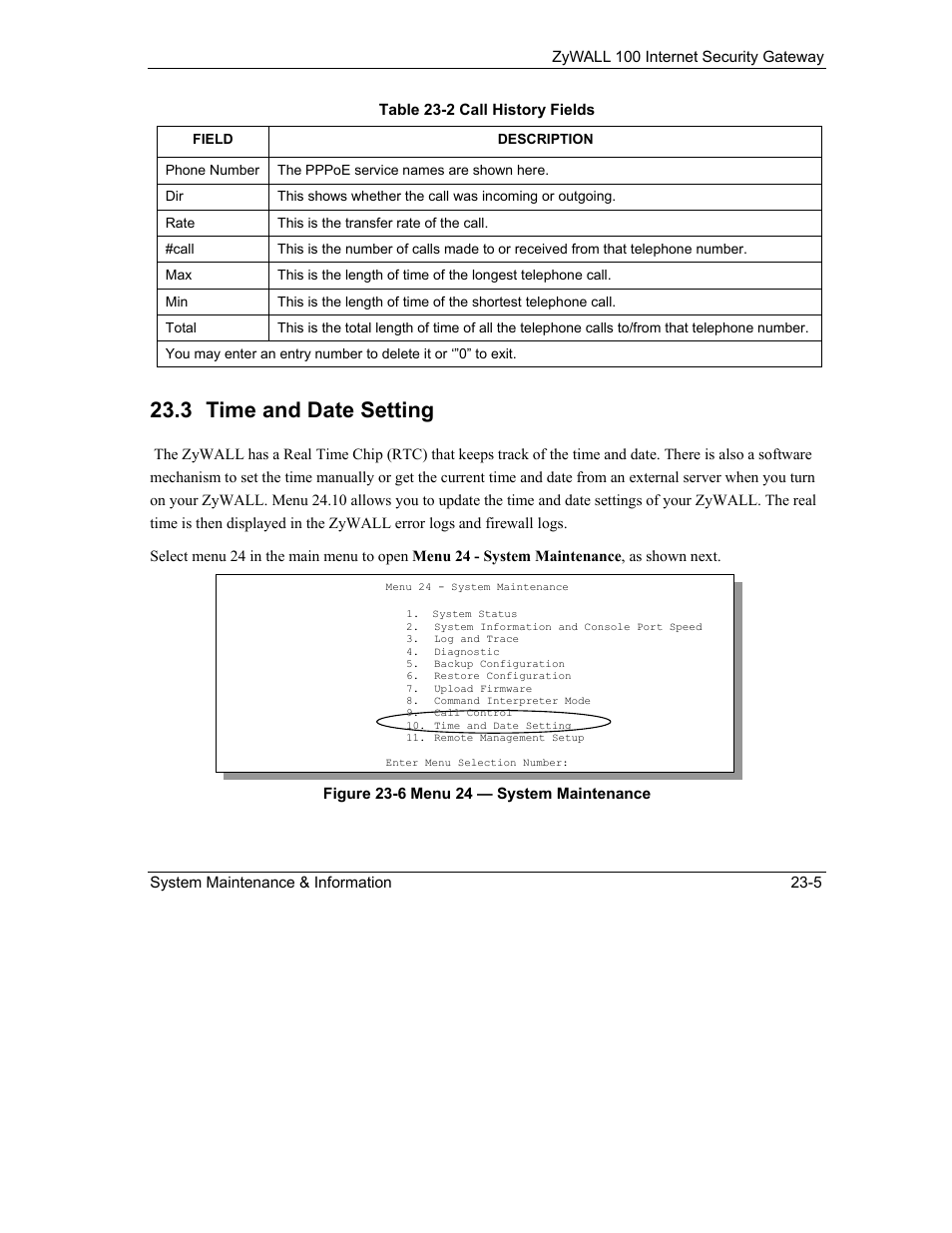 Time and date setting, 3 time and date setting | ZyXEL Communications Internet Security Gateway ZyWALL 100 User Manual | Page 254 / 356