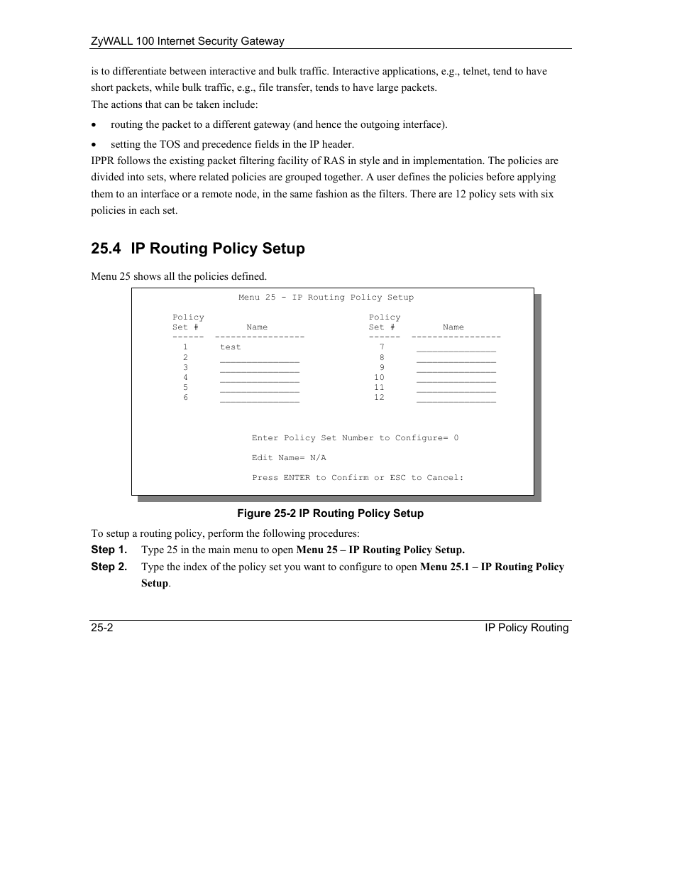 Ip routing policy setup, 4 ip routing policy setup | ZyXEL Communications Internet Security Gateway ZyWALL 100 User Manual | Page 265 / 356