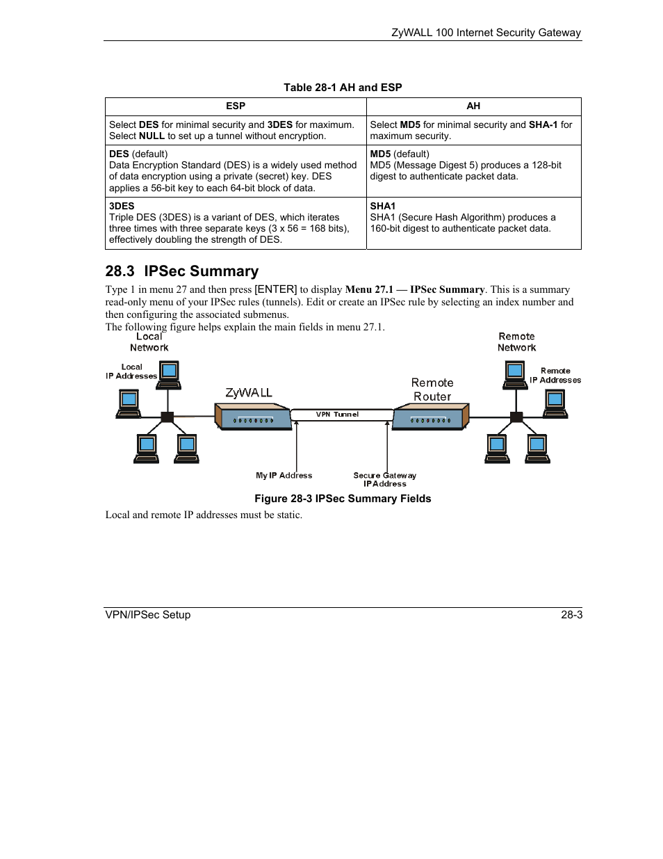 Ipsec summary, 3 ipsec summary | ZyXEL Communications Internet Security Gateway ZyWALL 100 User Manual | Page 286 / 356