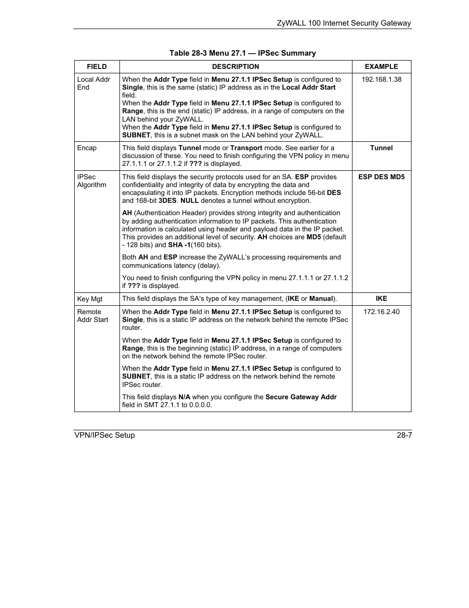 ZyXEL Communications Internet Security Gateway ZyWALL 100 User Manual | Page 290 / 356