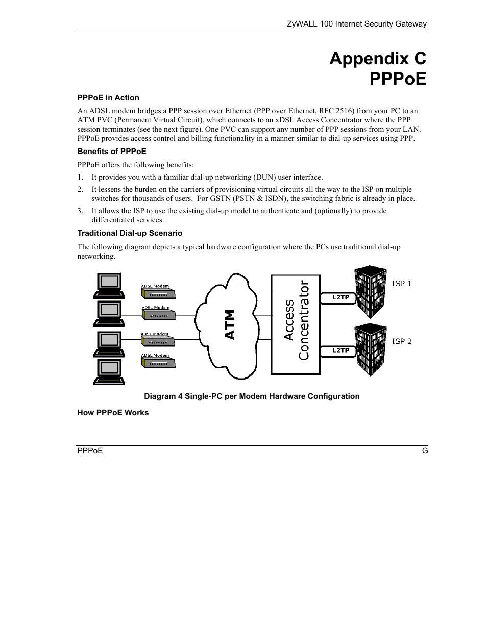 Appendix c pppoe | ZyXEL Communications Internet Security Gateway ZyWALL 100 User Manual | Page 323 / 356