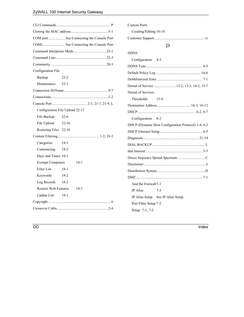 ZyXEL Communications Internet Security Gateway ZyWALL 100 User Manual | Page 346 / 356