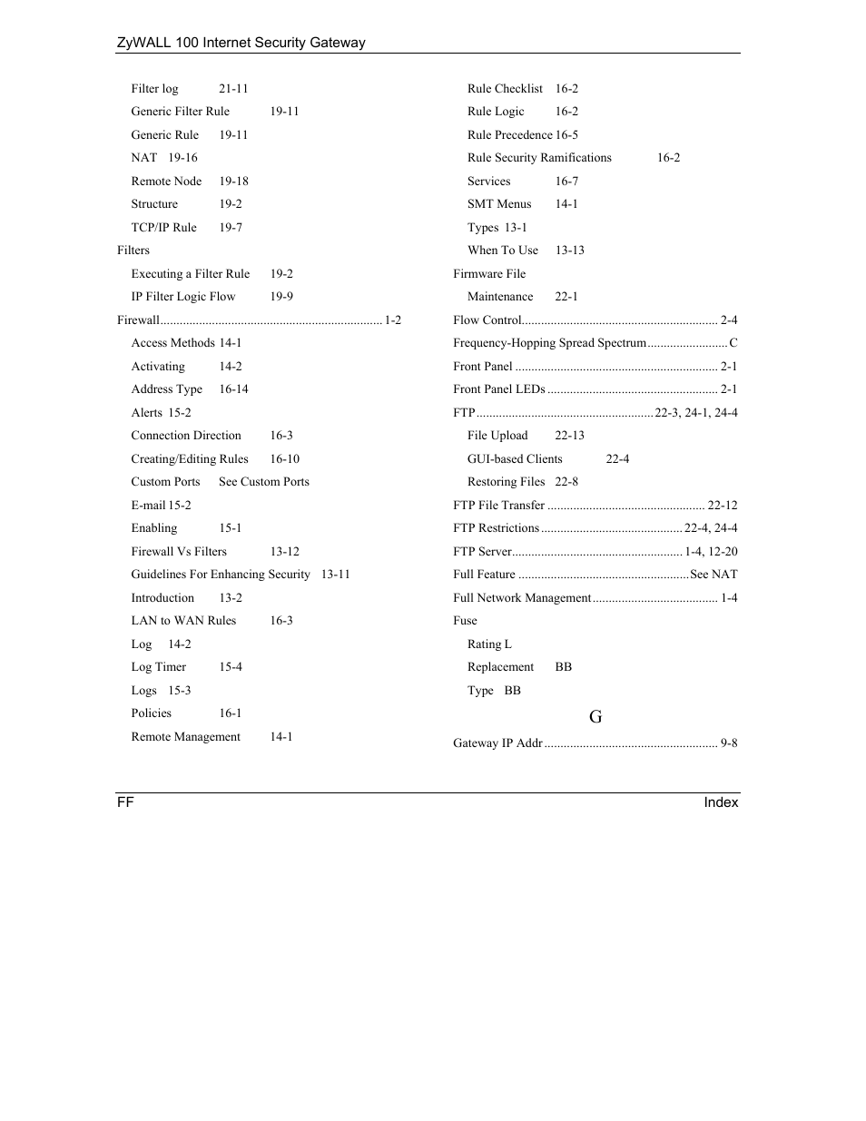 ZyXEL Communications Internet Security Gateway ZyWALL 100 User Manual | Page 348 / 356