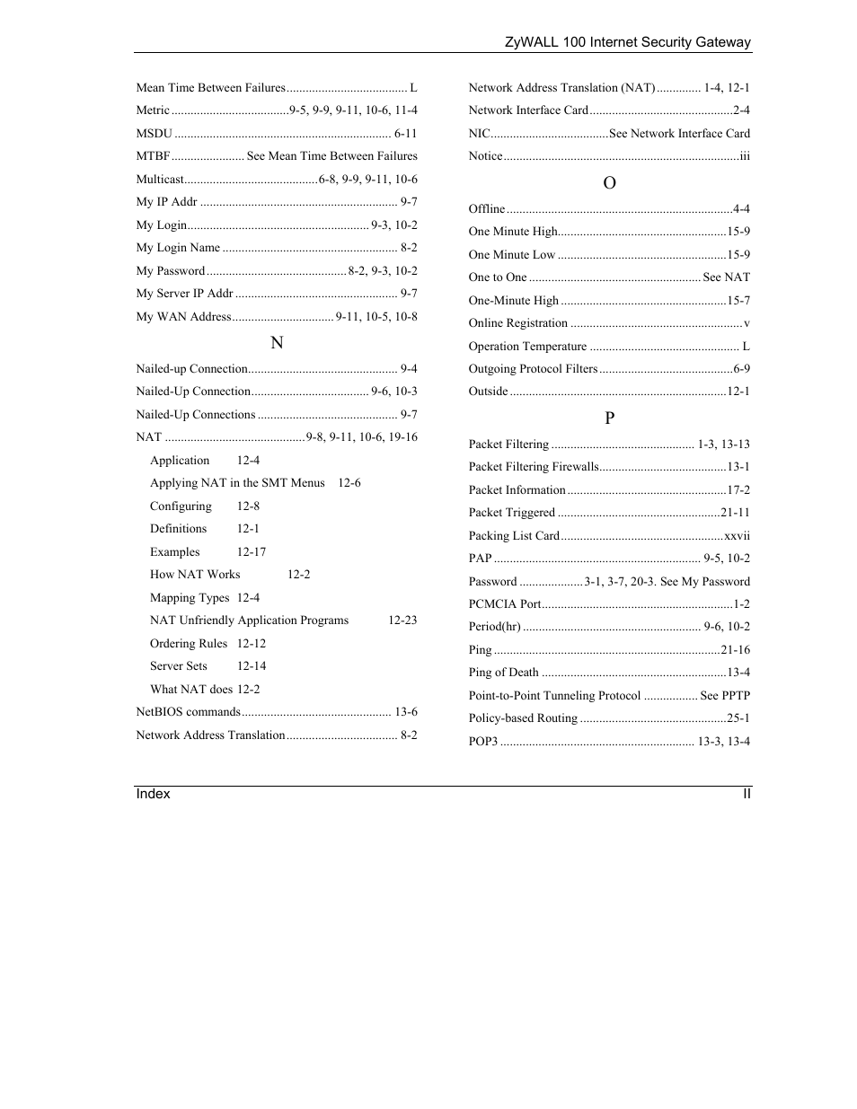 ZyXEL Communications Internet Security Gateway ZyWALL 100 User Manual | Page 351 / 356