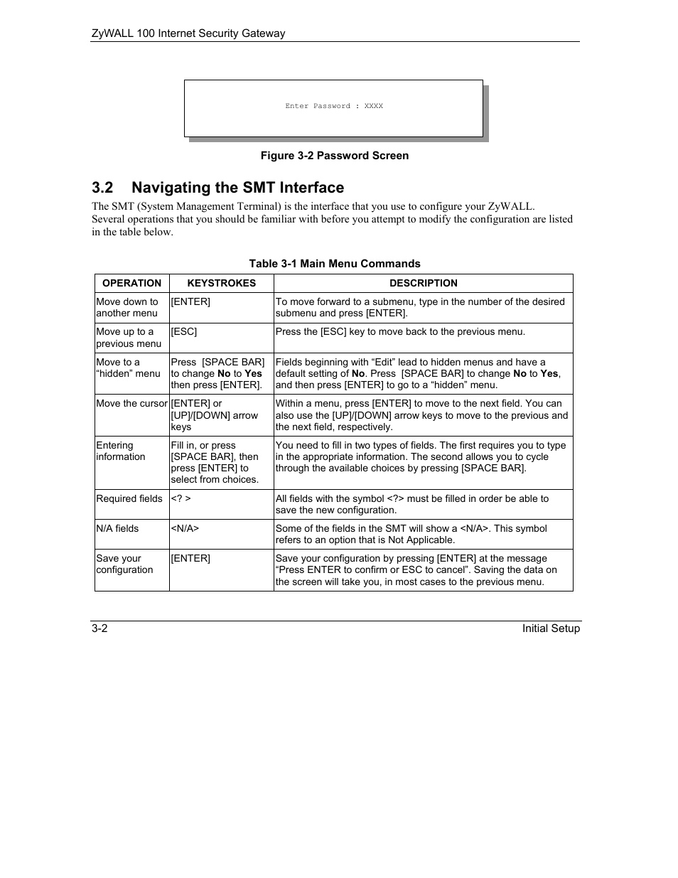 Navigating the smt interface, 2 navigating the smt interface | ZyXEL Communications Internet Security Gateway ZyWALL 100 User Manual | Page 43 / 356