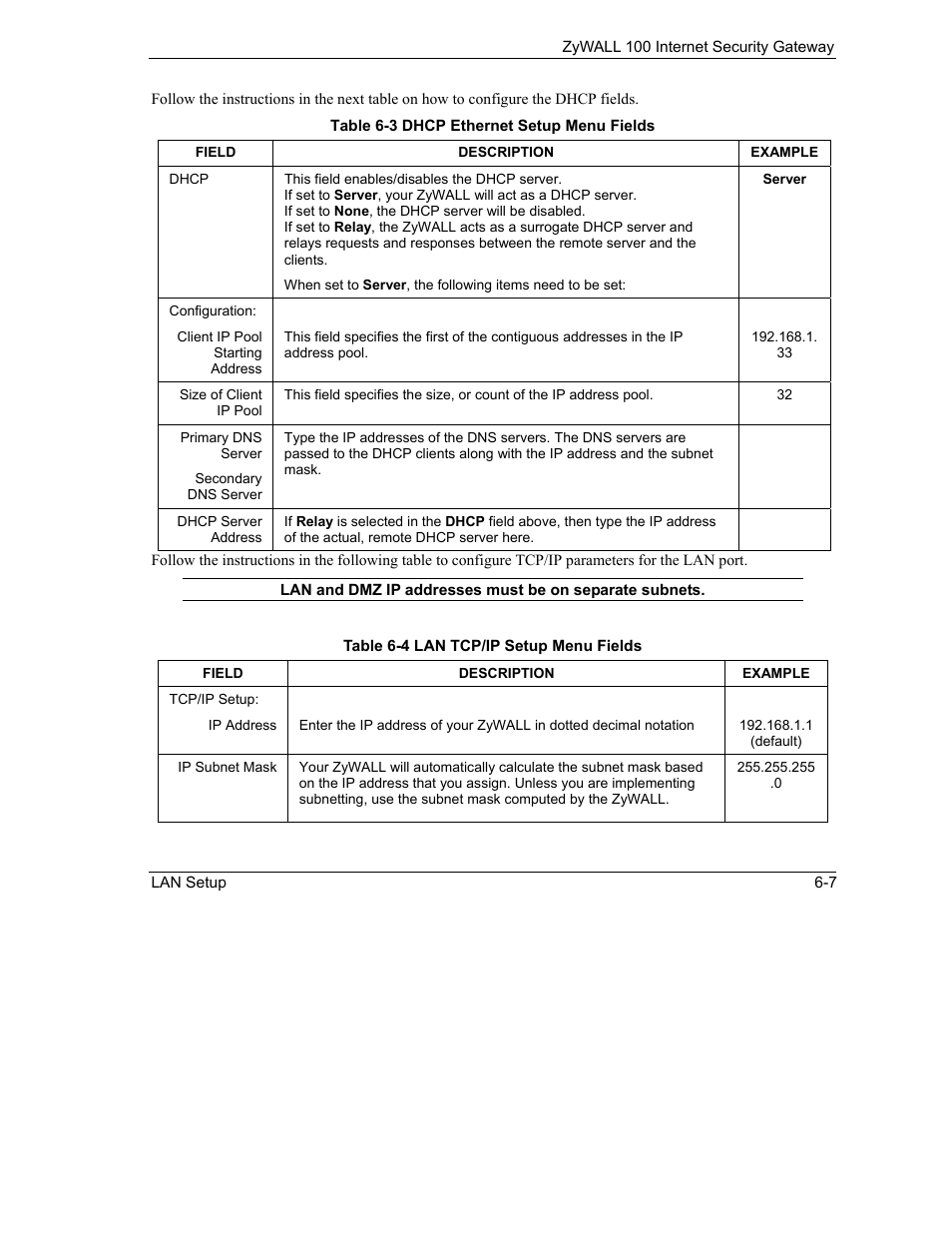 ZyXEL Communications Internet Security Gateway ZyWALL 100 User Manual | Page 66 / 356