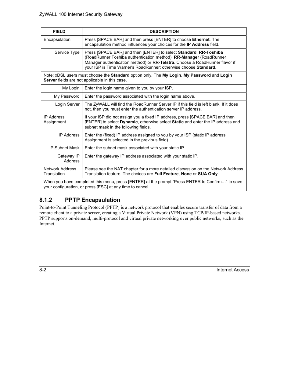 2 pptp encapsulation | ZyXEL Communications Internet Security Gateway ZyWALL 100 User Manual | Page 79 / 356