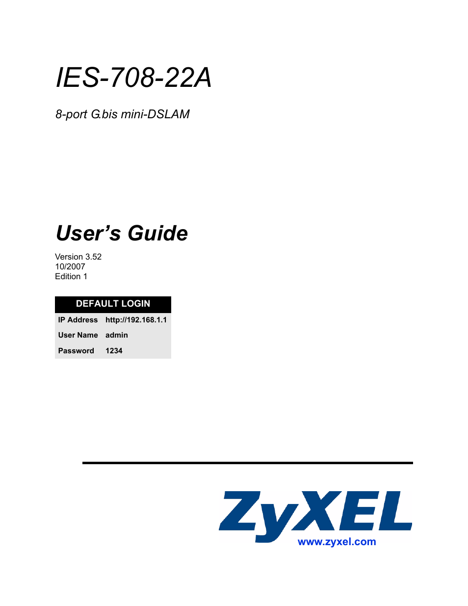 ZyXEL Communications IES-708-22A User Manual | 448 pages