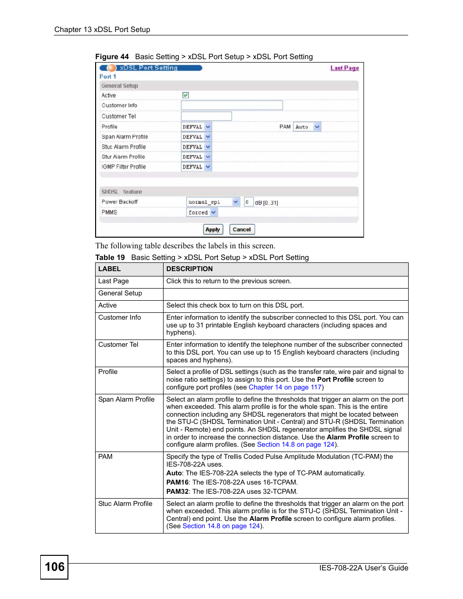 ZyXEL Communications IES-708-22A User Manual | Page 106 / 448
