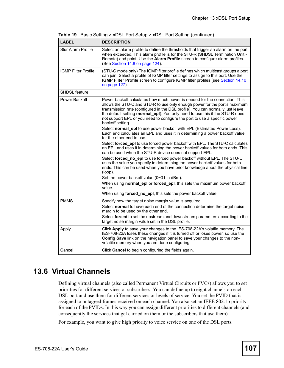 6 virtual channels | ZyXEL Communications IES-708-22A User Manual | Page 107 / 448