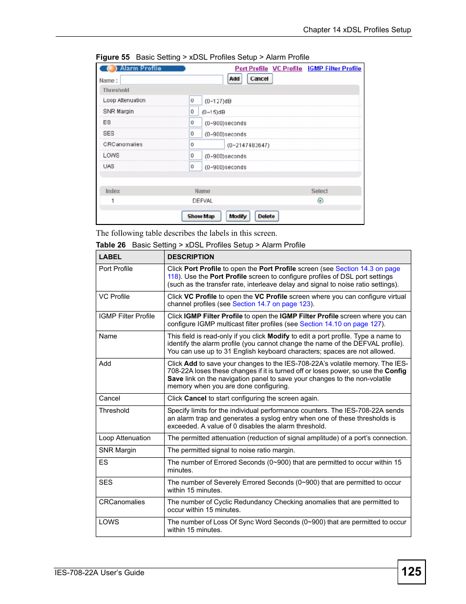 ZyXEL Communications IES-708-22A User Manual | Page 125 / 448