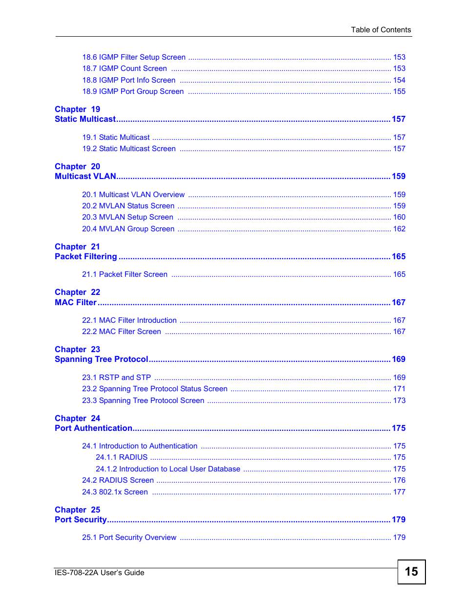 ZyXEL Communications IES-708-22A User Manual | Page 15 / 448