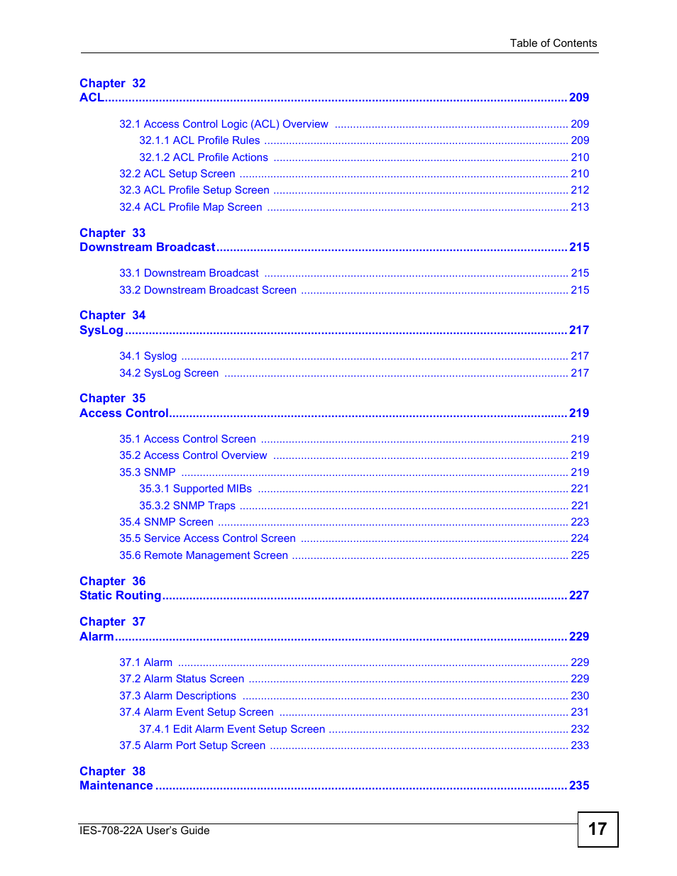 ZyXEL Communications IES-708-22A User Manual | Page 17 / 448