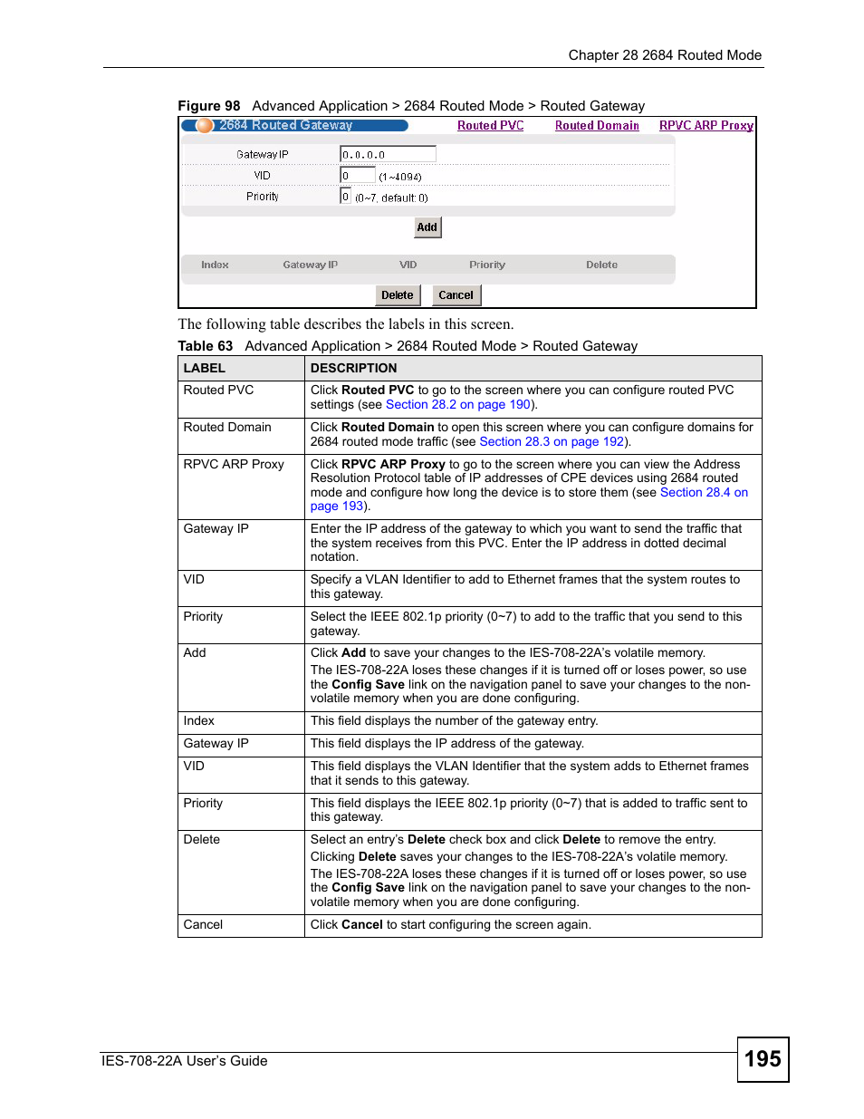 ZyXEL Communications IES-708-22A User Manual | Page 195 / 448