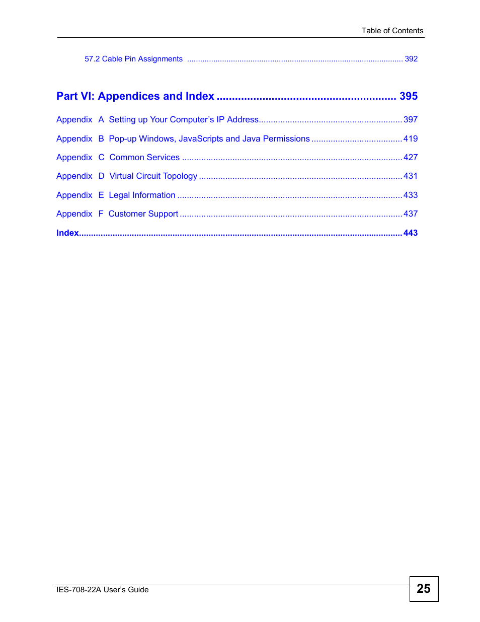Part vi: appendices and index | ZyXEL Communications IES-708-22A User Manual | Page 25 / 448