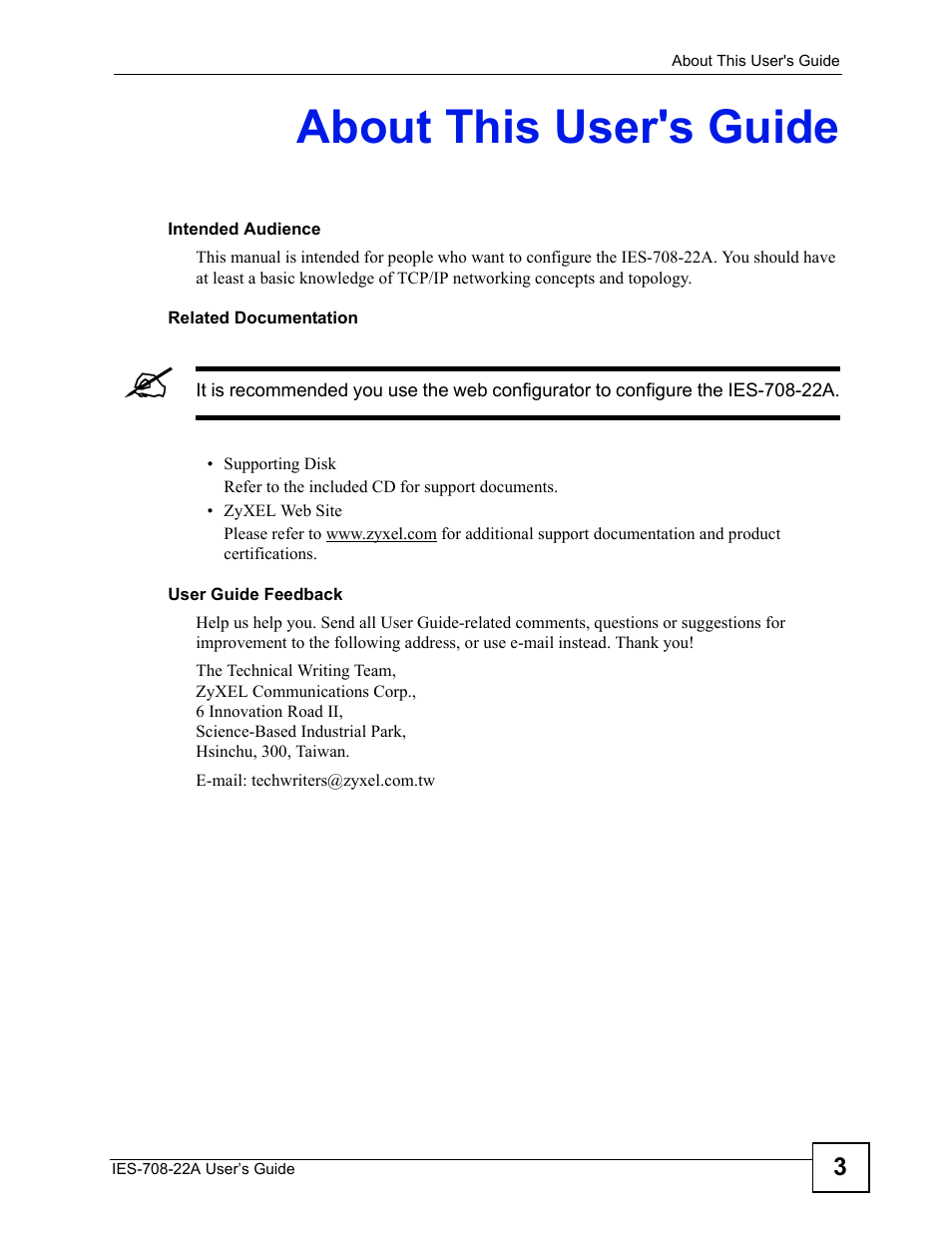 About this user's guide | ZyXEL Communications IES-708-22A User Manual | Page 3 / 448