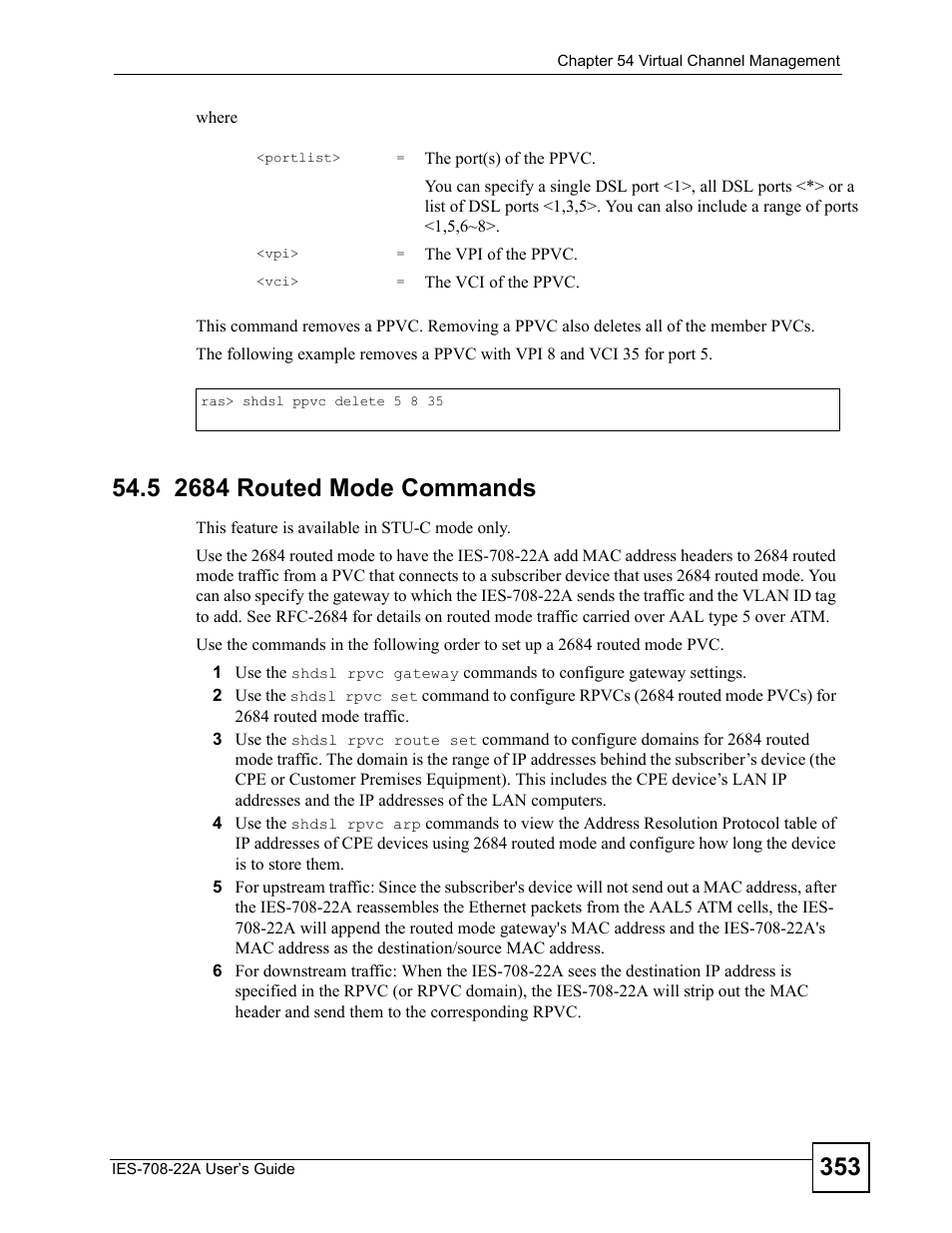 5 2684 routed mode commands | ZyXEL Communications IES-708-22A User Manual | Page 353 / 448