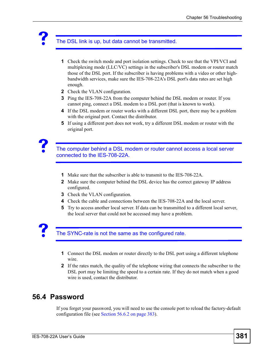 4 password | ZyXEL Communications IES-708-22A User Manual | Page 381 / 448