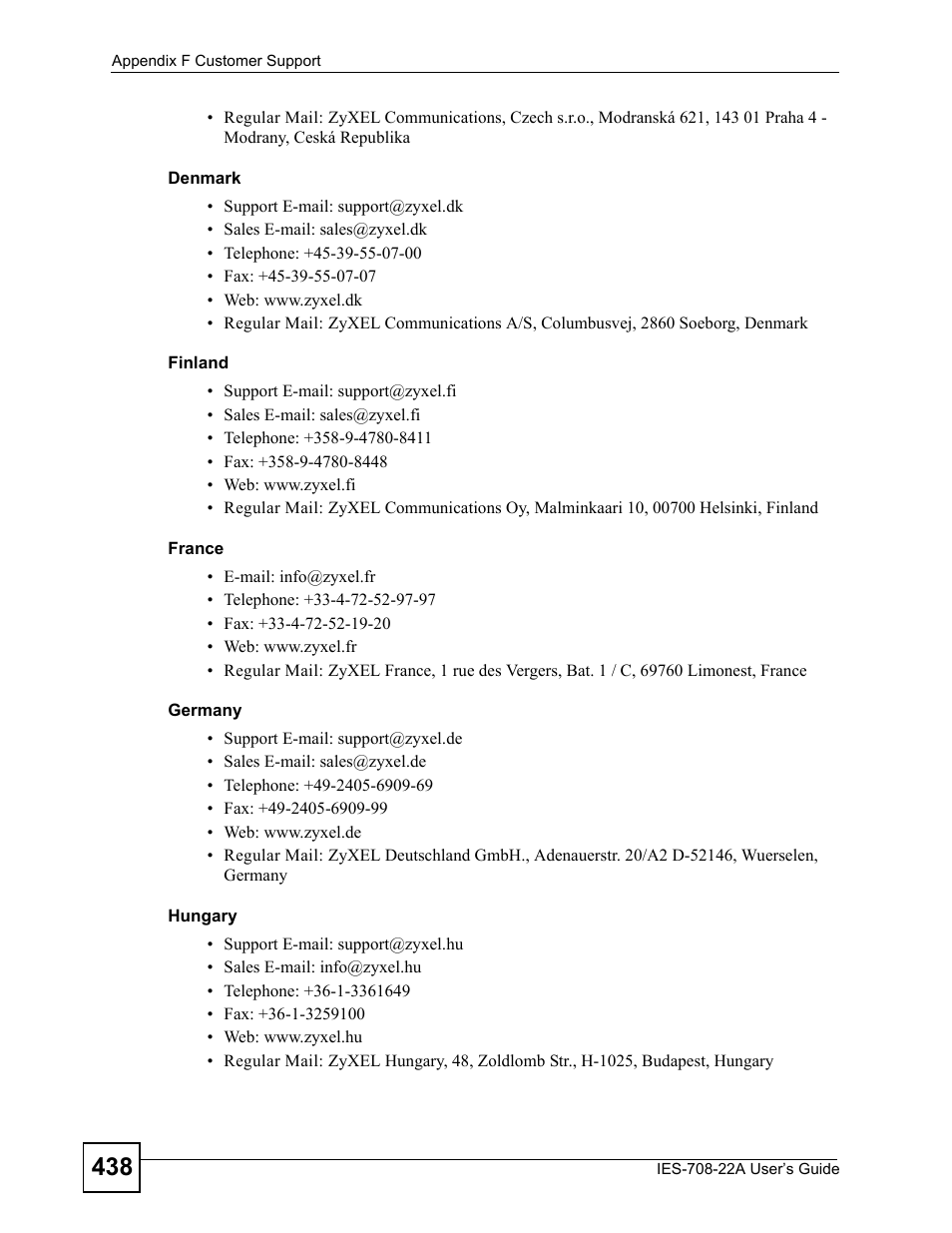 ZyXEL Communications IES-708-22A User Manual | Page 438 / 448