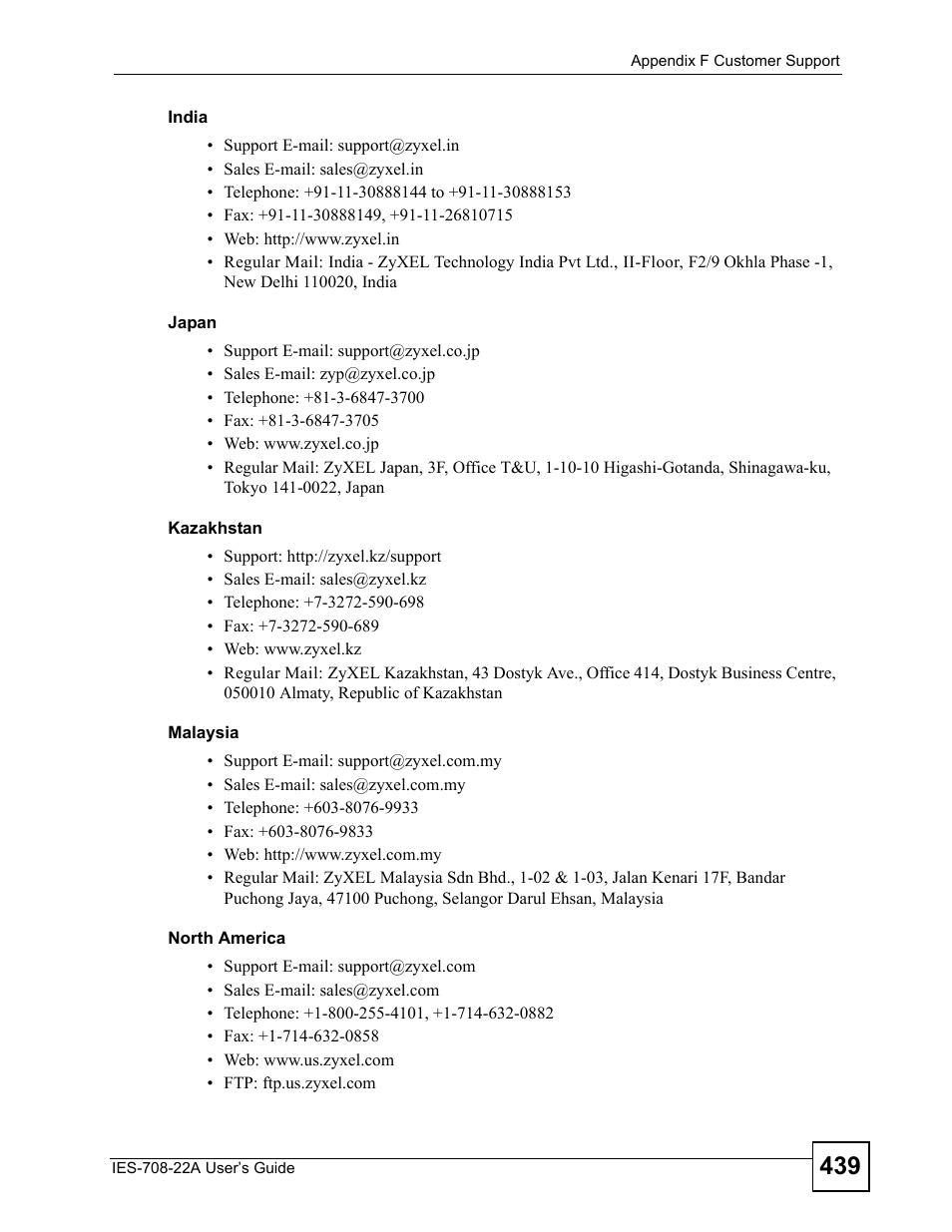 ZyXEL Communications IES-708-22A User Manual | Page 439 / 448