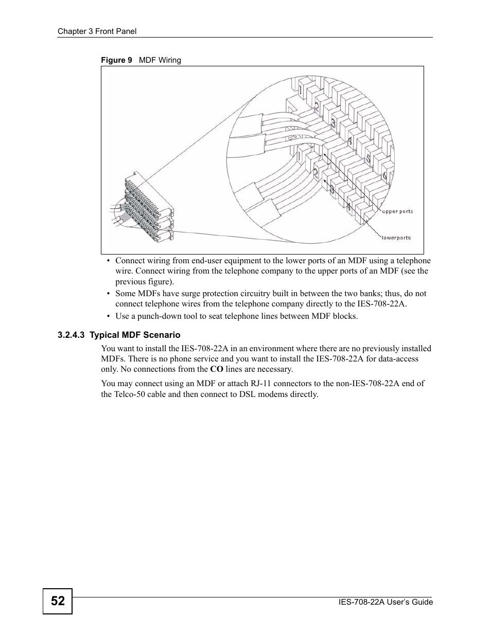 Figure 9 mdf wiring | ZyXEL Communications IES-708-22A User Manual | Page 52 / 448