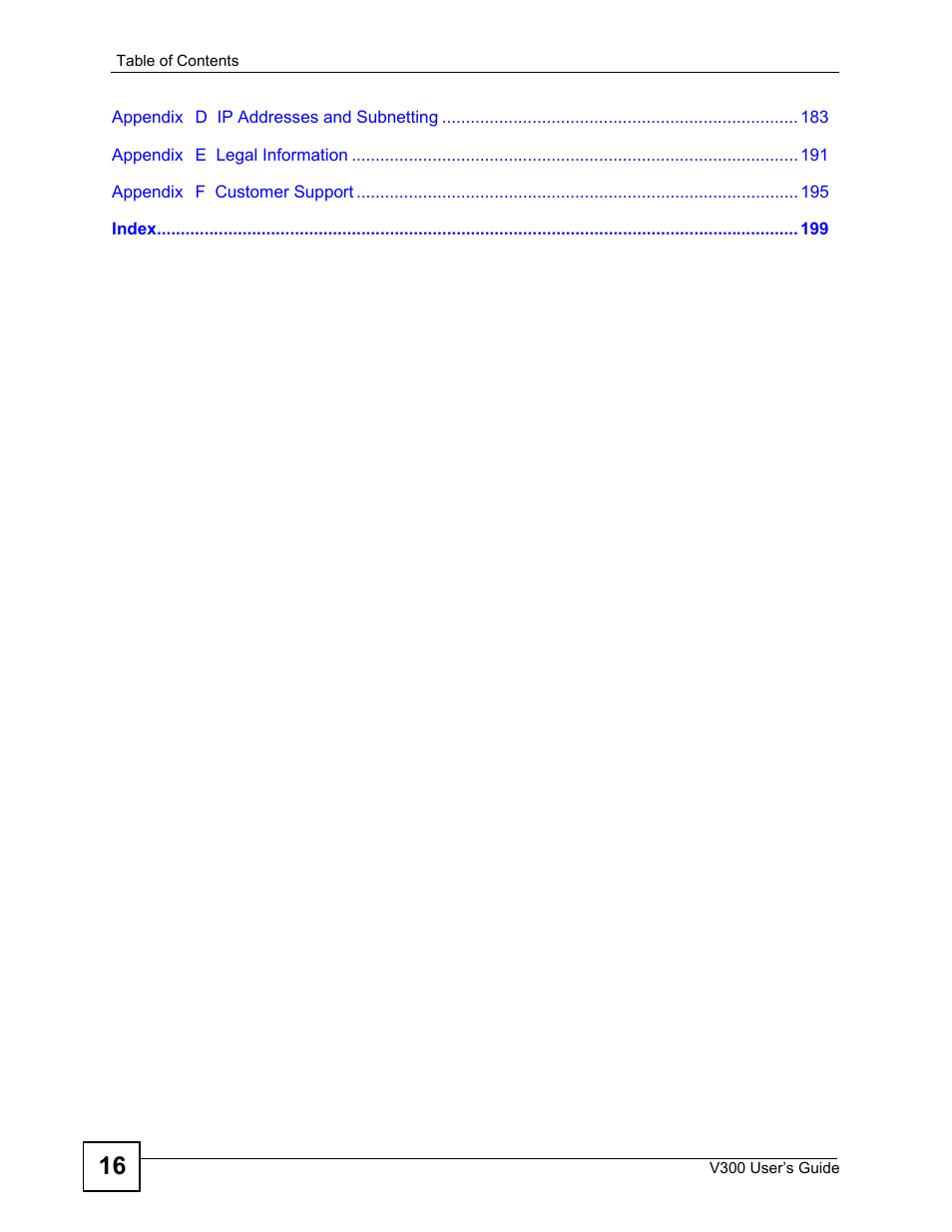 ZyXEL Communications V300 User Manual | Page 16 / 204