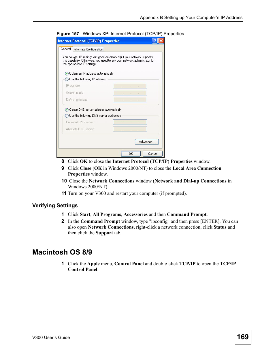 Macintosh os 8/9 | ZyXEL Communications V300 User Manual | Page 169 / 204