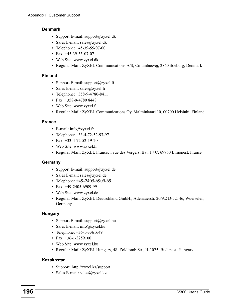 ZyXEL Communications V300 User Manual | Page 196 / 204
