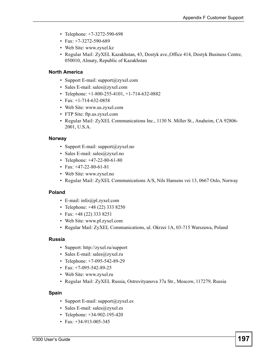 ZyXEL Communications V300 User Manual | Page 197 / 204