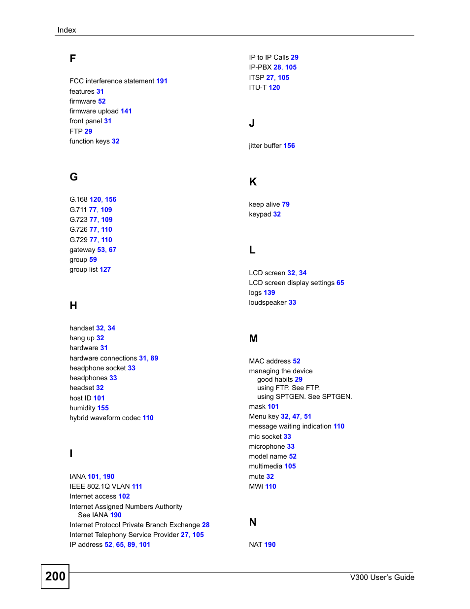 ZyXEL Communications V300 User Manual | Page 200 / 204
