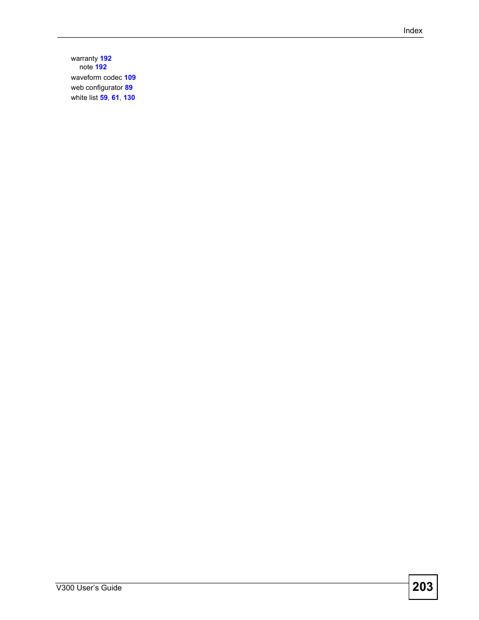 ZyXEL Communications V300 User Manual | Page 203 / 204