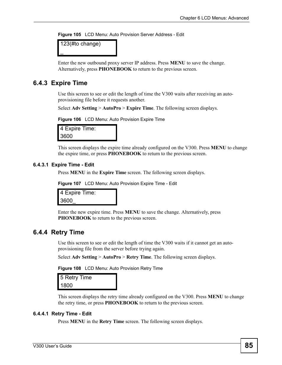 3 expire time, 4 retry time, 3 expire time 6.4.4 retry time | ZyXEL Communications V300 User Manual | Page 85 / 204