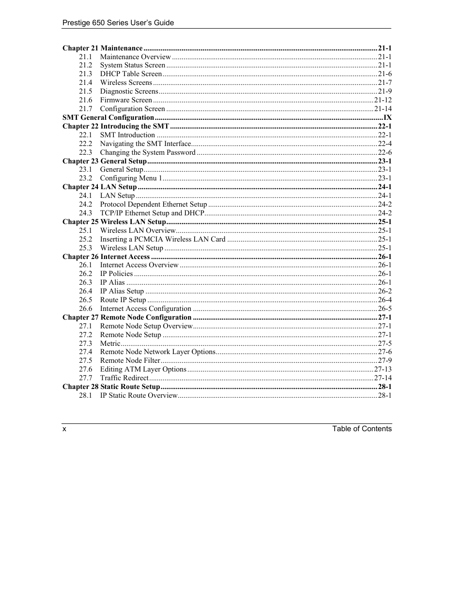 ZyXEL Communications 650 Series User Manual | Page 10 / 513