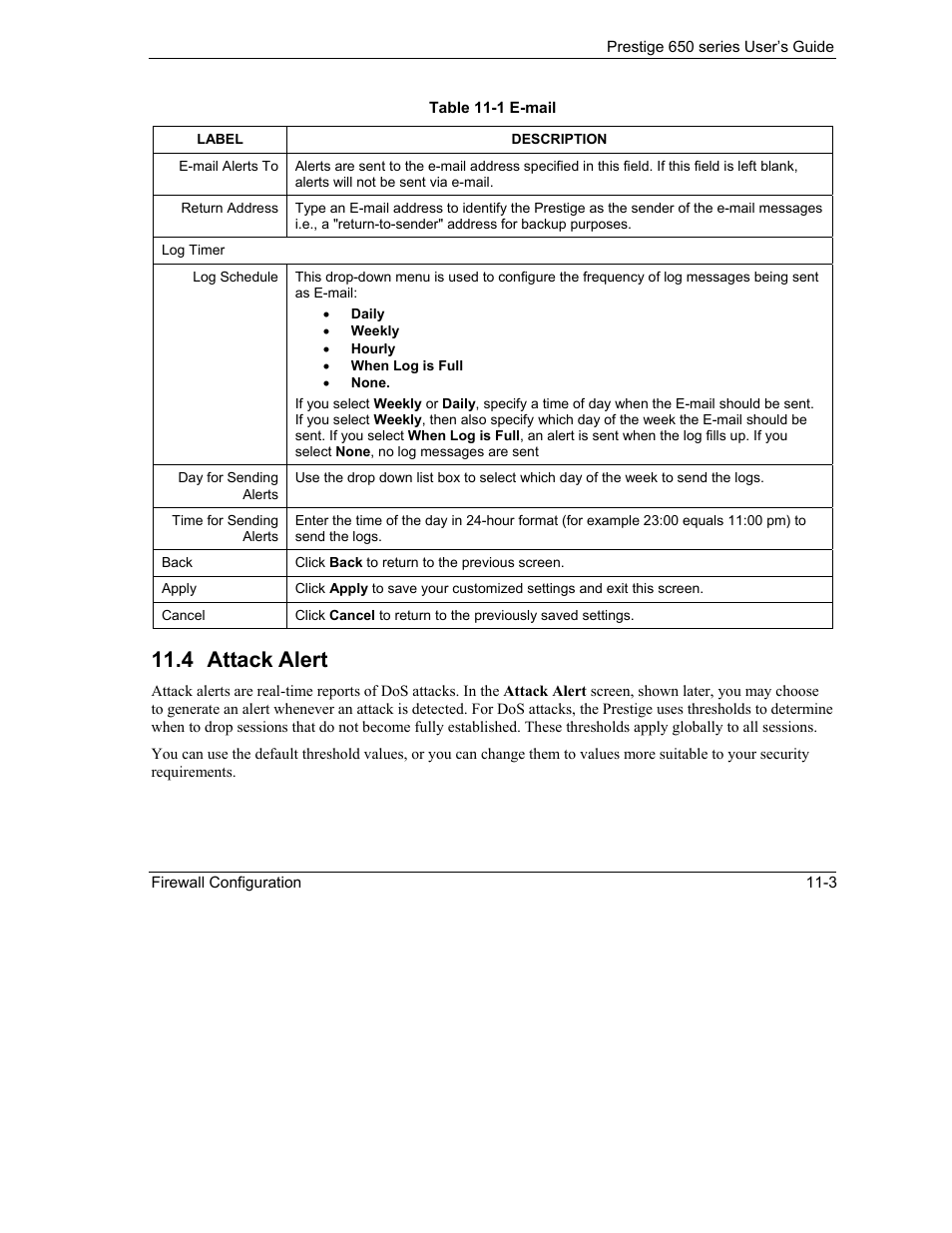 Attack alert, 4 attack alert | ZyXEL Communications 650 Series User Manual | Page 131 / 513