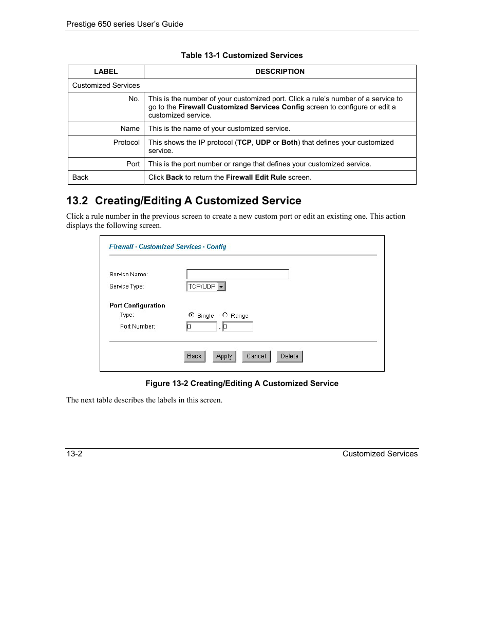 Creating/editing a customized service, 2 creating/editing a customized service | ZyXEL Communications 650 Series User Manual | Page 154 / 513