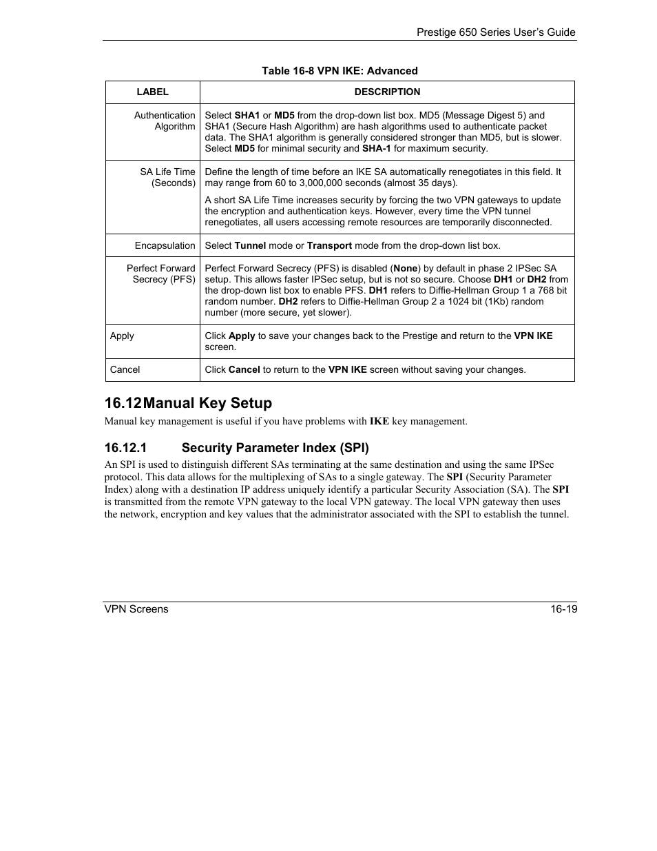 Manual key setup, 12 manual key setup | ZyXEL Communications 650 Series User Manual | Page 191 / 513