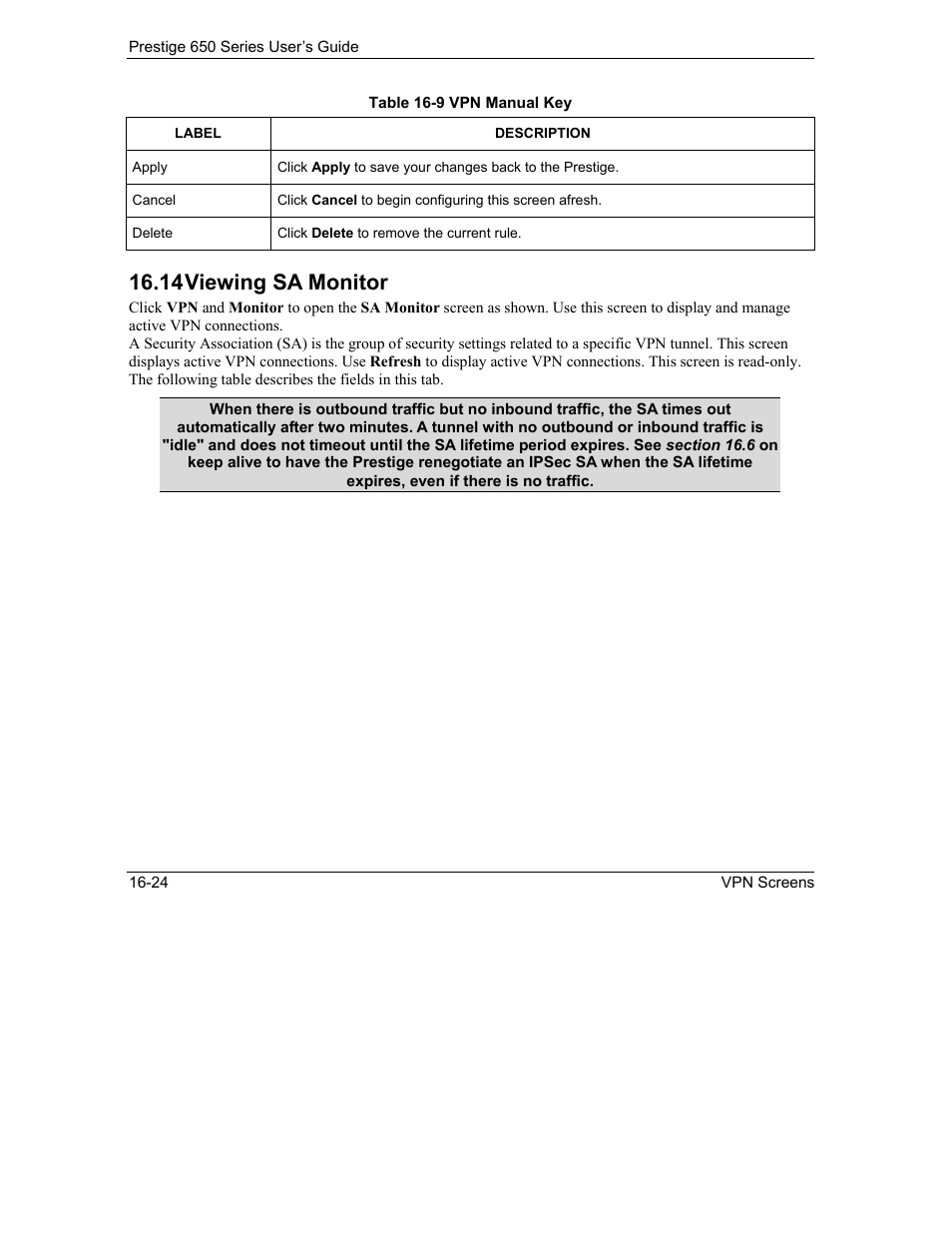 Viewing sa monitor, 14 viewing sa monitor | ZyXEL Communications 650 Series User Manual | Page 196 / 513